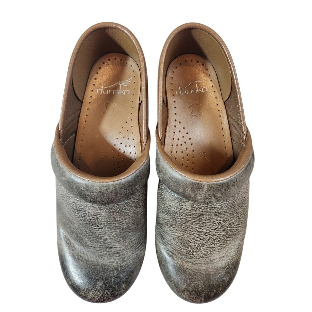 Dansko Professional Leather Clogs Gray Distressed Size EU 37 / US 6.5-7